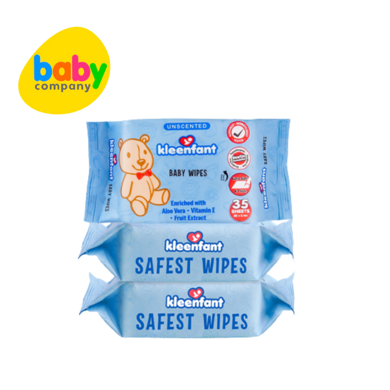 Kleenfant Unscented Baby Wipes - 35 Sheets x Pack of 3