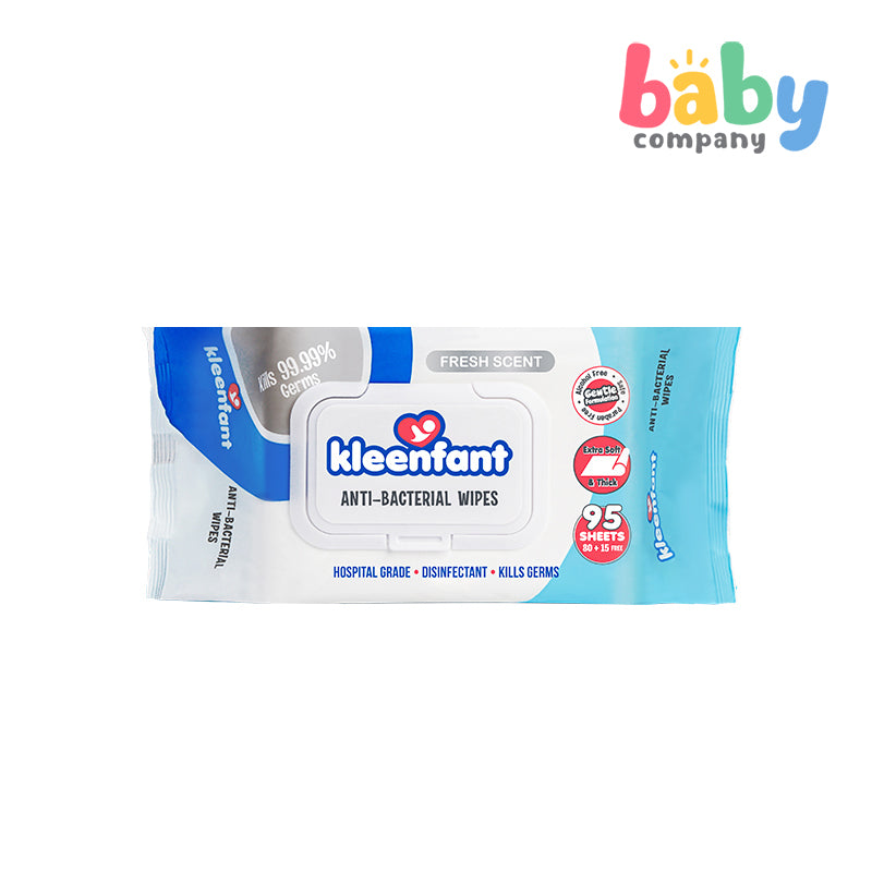 Kleenfant Anti-Bacterial Wipes - 95 Sheets x Pack of 2