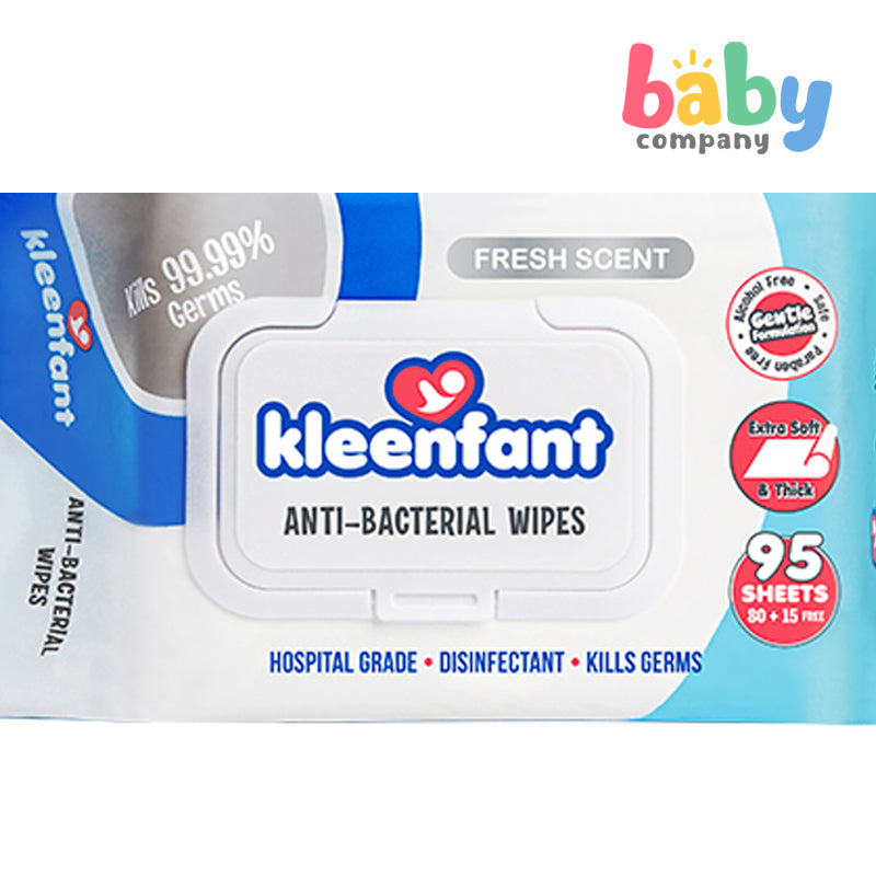 Kleenfant Anti-Bacterial Wipes Wipes 95 Sheets Pack-of-2 (Promo)