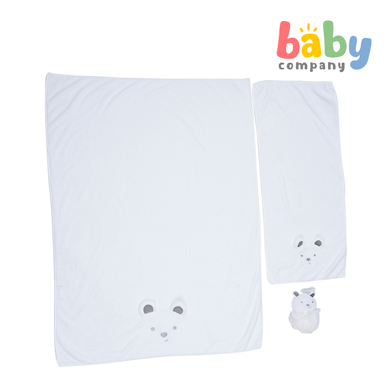 Bloom Coral 3-Piece Baby Bath Set - White Bear