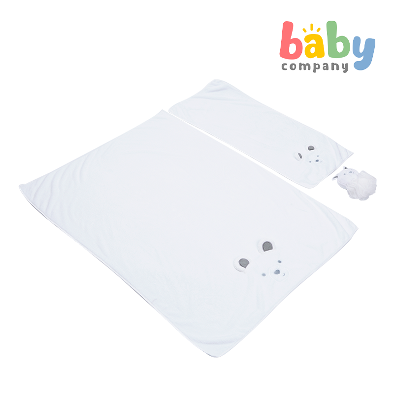 Bloom Coral 3-Piece Baby Bath Set - White Bear