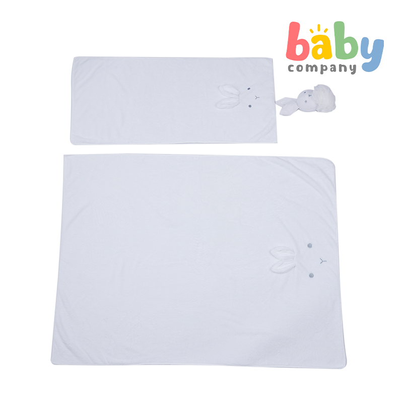 Bloom 3-Piece Bath Towel and Loofah Set For Kids - Bunny Design (Available in 3 Colors)