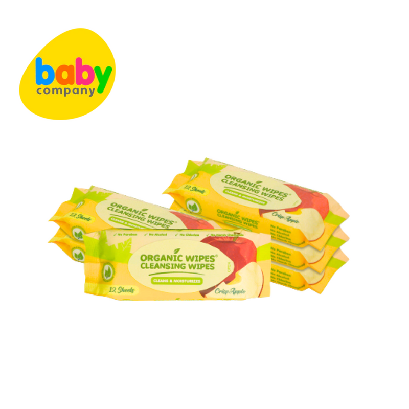 Organic Baby Wipes Cleansing Wipes Crisp Apple Pack of 6 - 12s per pack