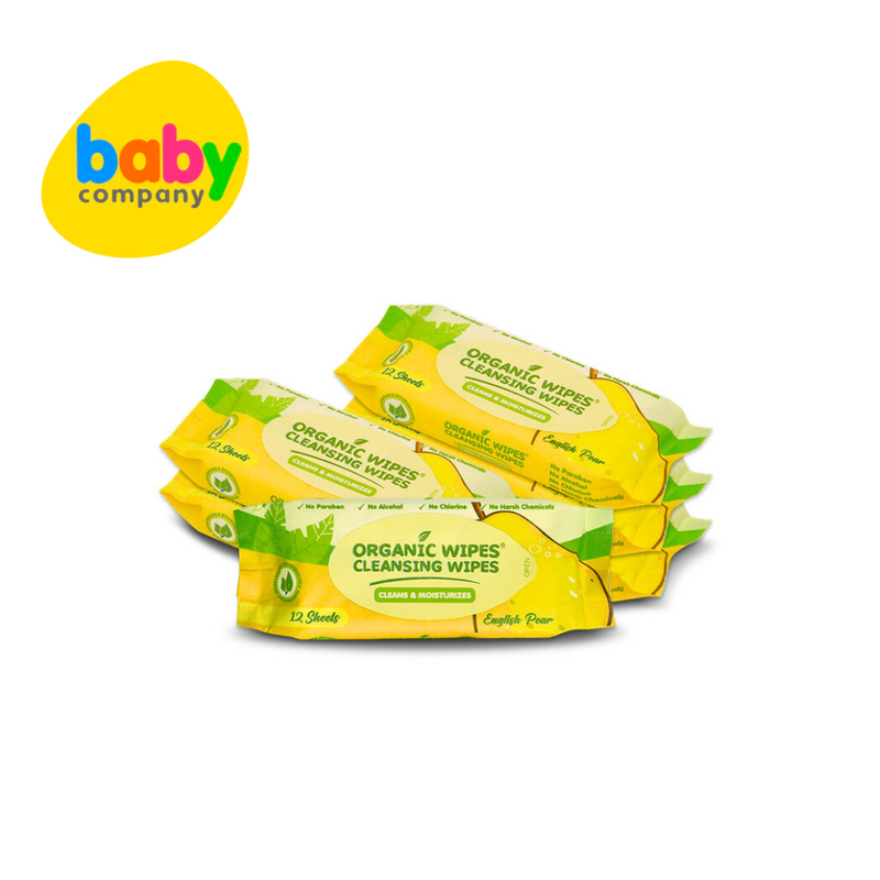Organic Baby Wipes Cleansing Wipes English Pear Pack of 6 - 12s per pack