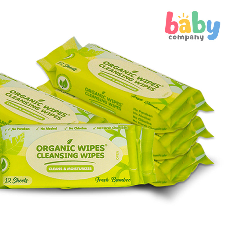 Organic Baby Wipes Cleansing Wipes Fresh Bamboo Pack of 6 - 12s per pack