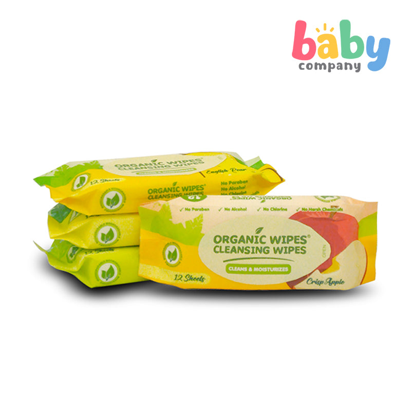 Organic Baby Wipes Cleansing Wipes Assorted Pack of 4 - 12s per pack