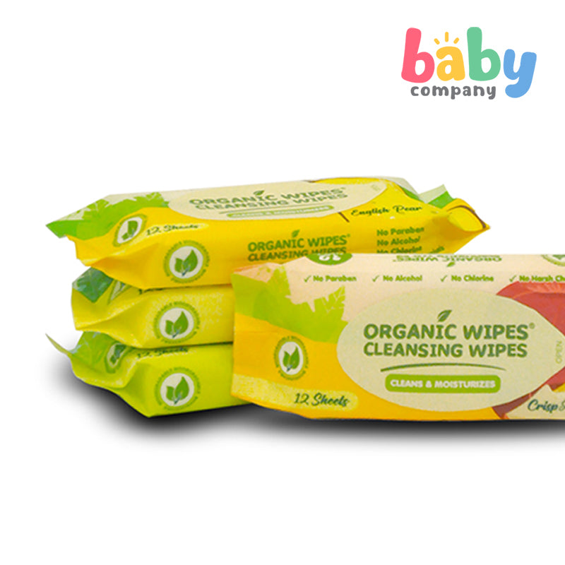 Organic Baby Wipes Cleansing Wipes Assorted Pack of 4 - 12s per pack