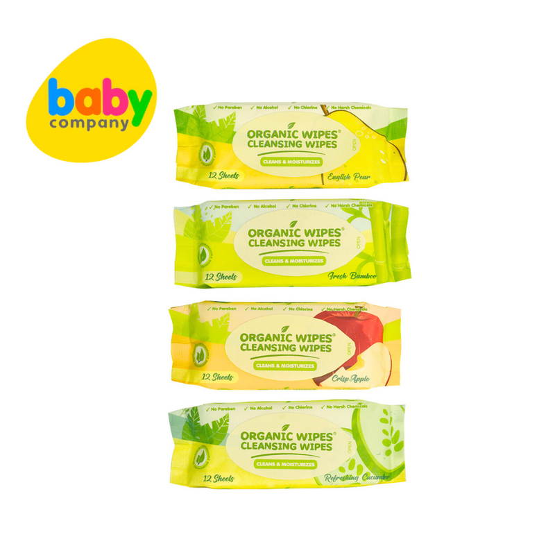 Organic Baby Wipes Cleansing Wipes Assorted Pack of 4 - 12s per pack