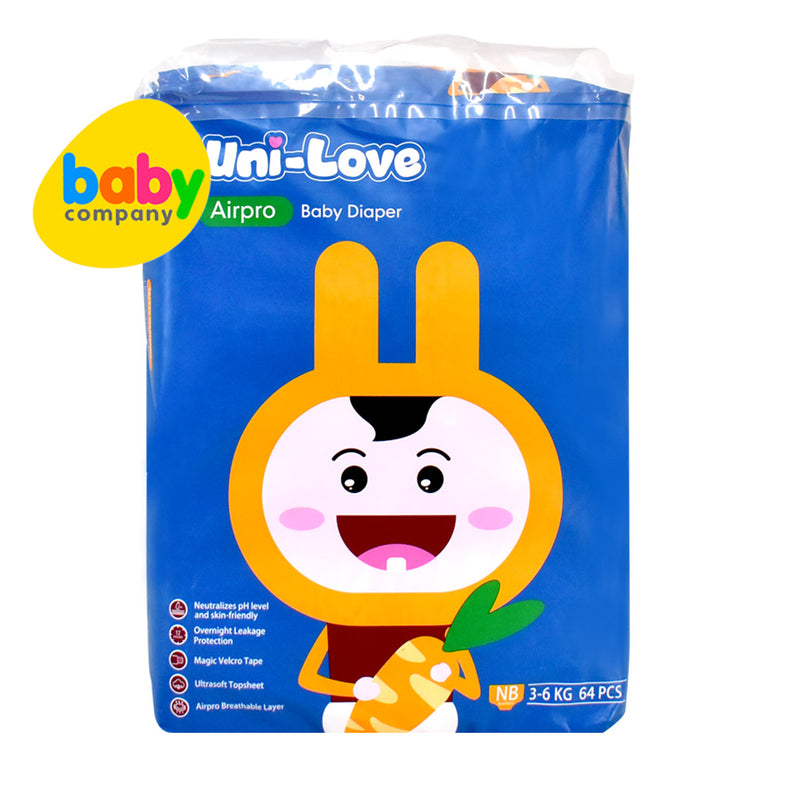 Uni-Love Airpro Baby Taped Diaper, Newborn, 64 Pads, Pack of 1