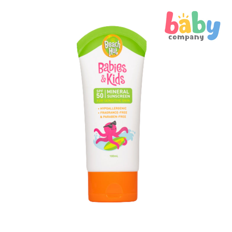 Beach Hut Babies and Kids Sunblock with SPF50 Mineral Sunscreen Body Lotion 100ml