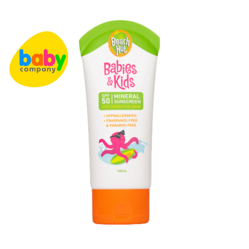 Beach Hut Babies and Kids Sunblock with SPF50 Mineral Sunscreen Body Lotion 100ml