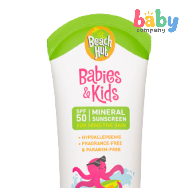 Beach Hut Babies and Kids Sunblock with SPF50 Mineral Sunscreen Body Lotion 100ml