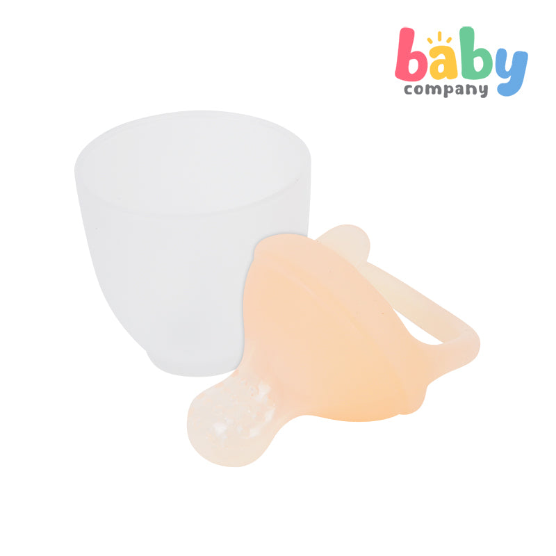 Mom & Baby Silicone Fruit Feeder with Cover - Orange