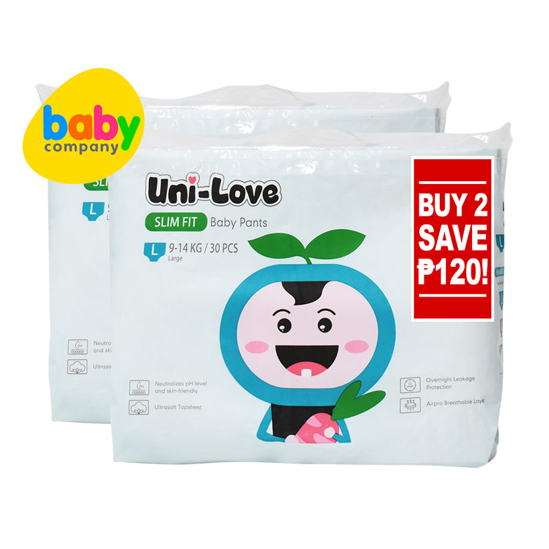 Uni-Love Slimfit Diaper Pants - Large, 30 Pads x 2 Packs