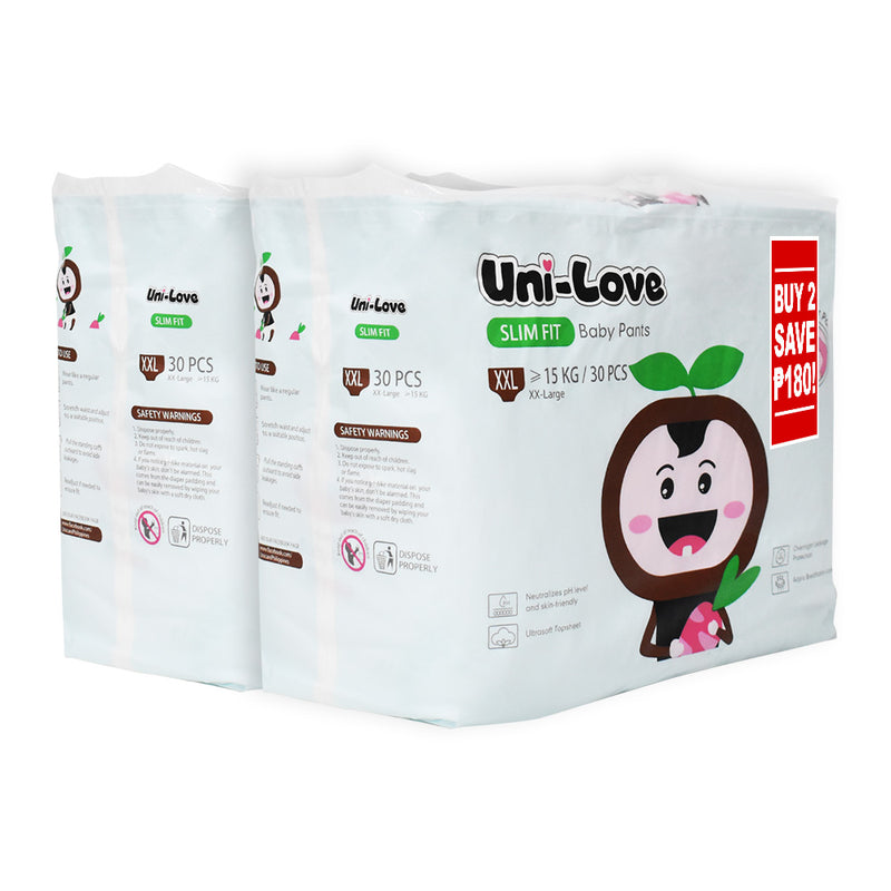 Uni-Love Slimfit Diaper Pants - XXL, 30 Pads x 2 Packs