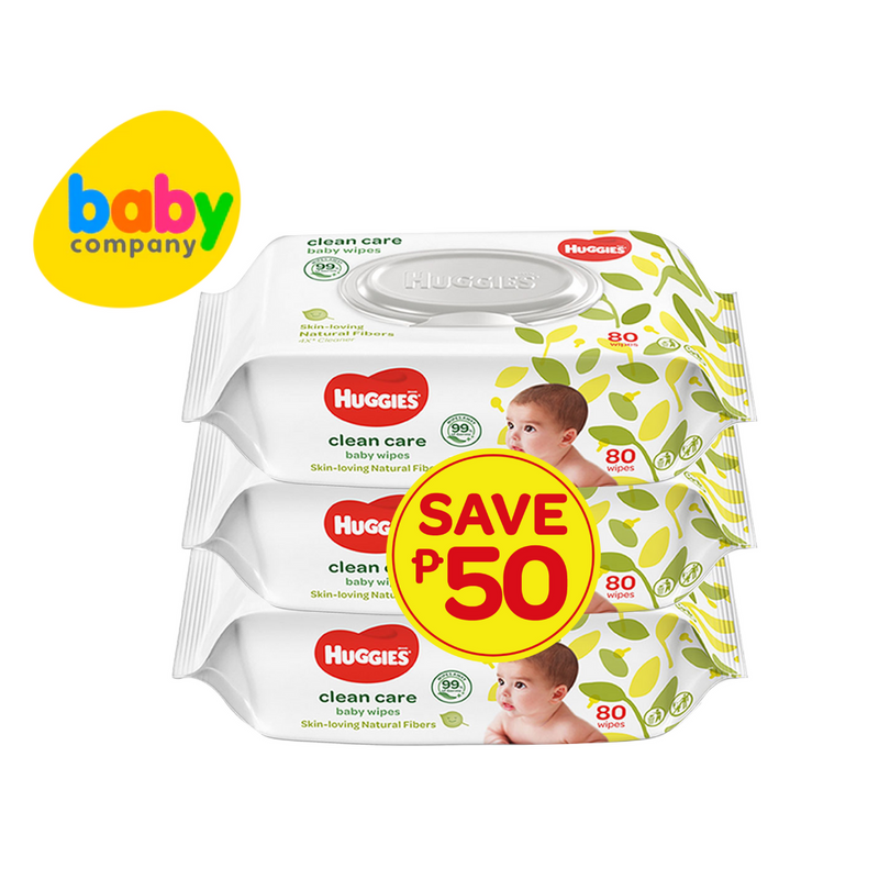 Huggies Baby Wipes Clean Care 80 Sheets x 3 Packs
