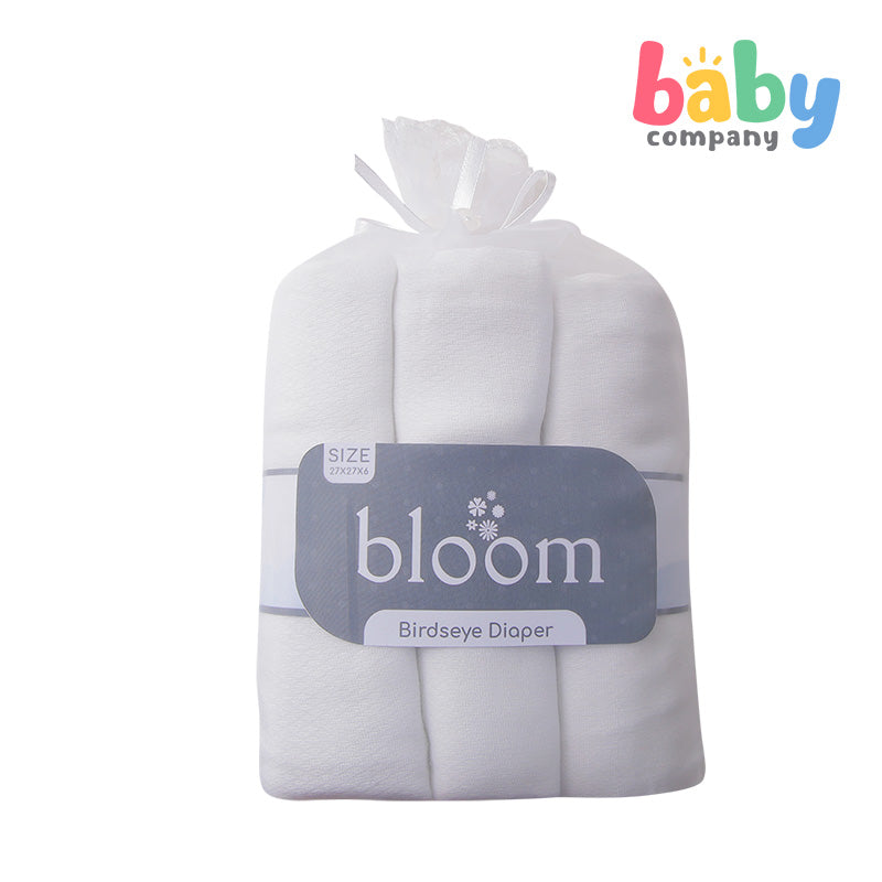 Bloom Birdseye Cloth Diaper for Babies - White