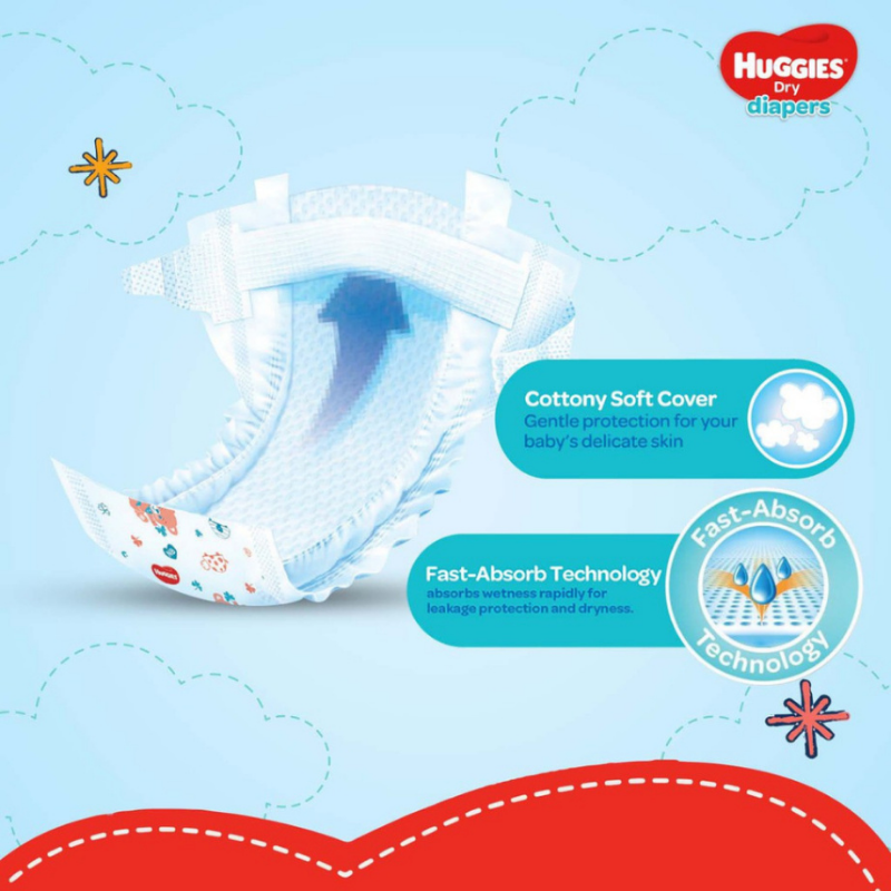 Huggies Dry Taped Diapers Large, 30 pcs