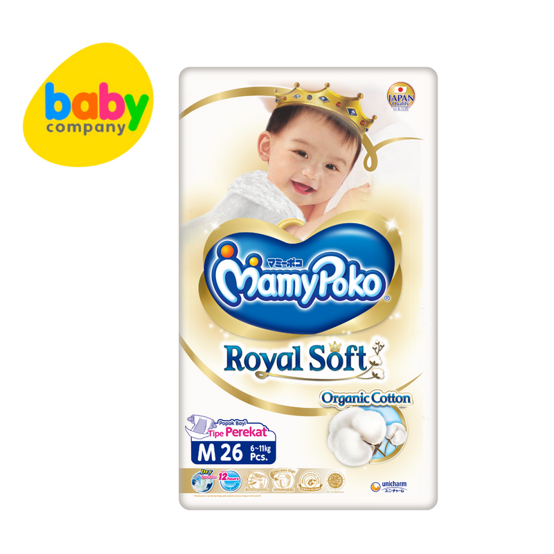 MamyPoko Royal Soft Taped Diapers, Medium, 26 Pads