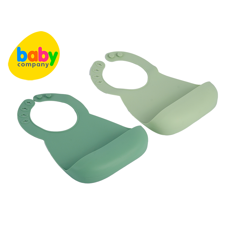 Mom & Baby Silicone Bib, Pack of 2 - Green