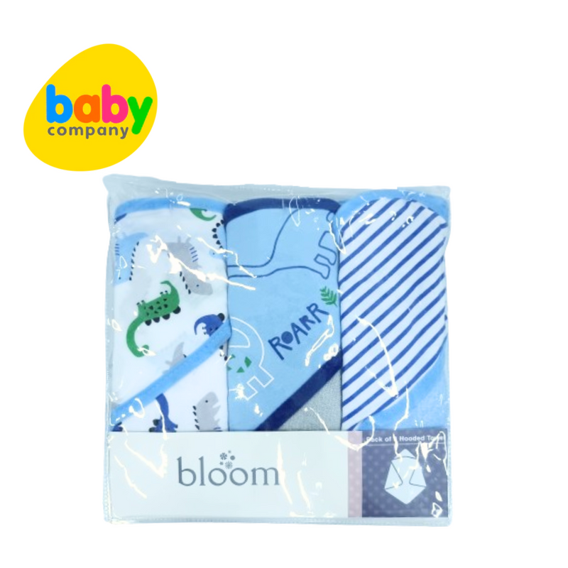 Bloom 3-Pack Hooded Towel - Boys Design - Dinosaur