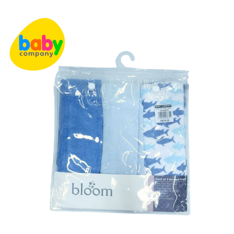 Bloom 3-Pack Hooded Towel - Boys Design - Shark