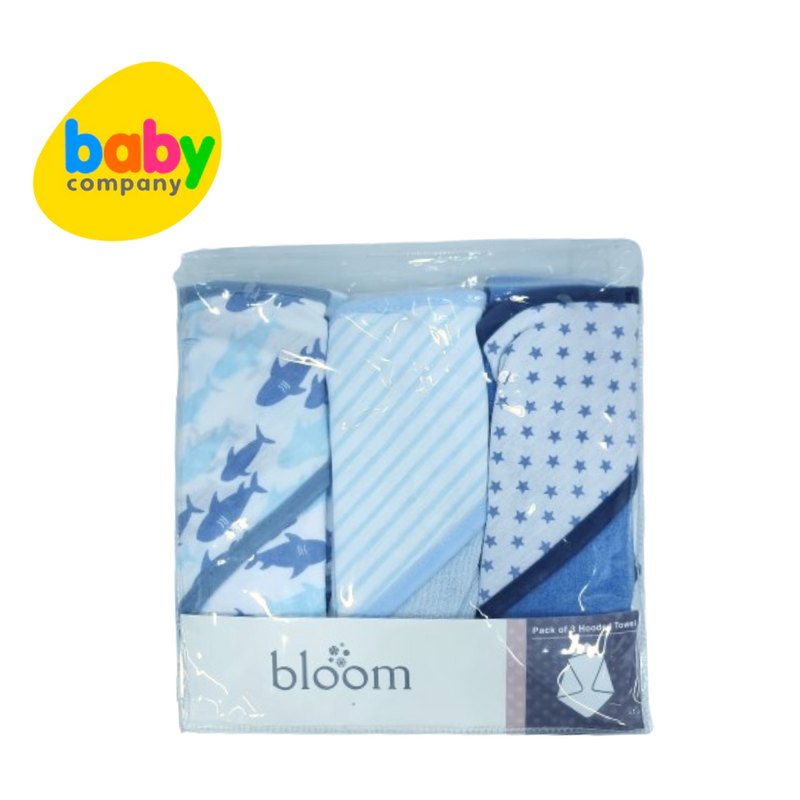 Bloom 3-Pack Hooded Towel - Boys Design - Shark