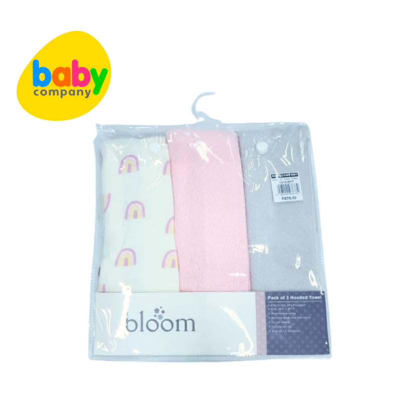 Bloom 3-Pack Hooded Towel - Girls Design - Rainbow Day Dream