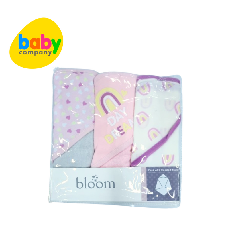 Bloom 3-Pack Hooded Towel - Girls Design - Rainbow Day Dream