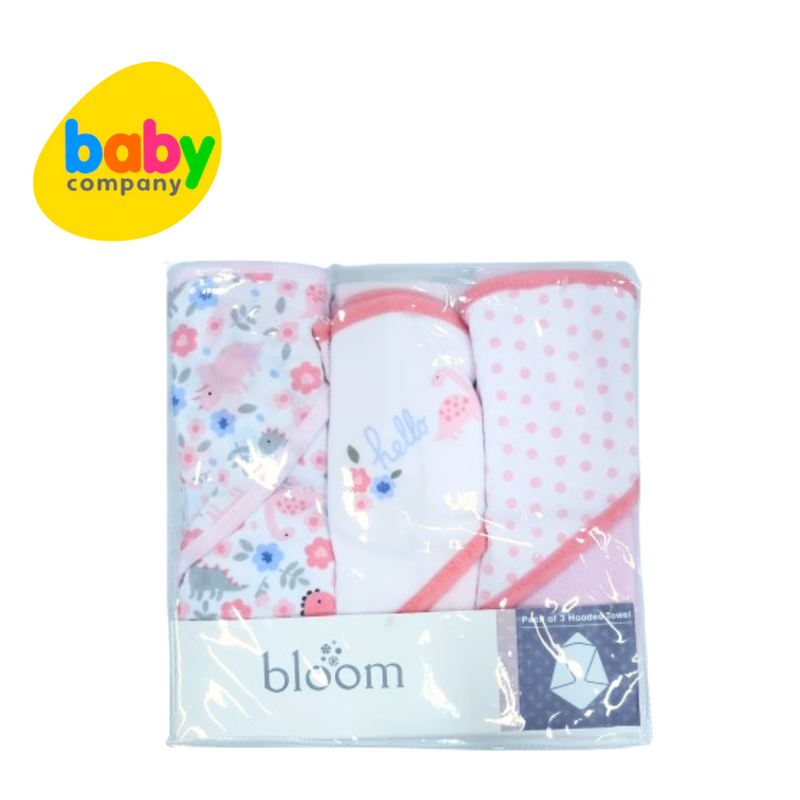Bloom 3-Pack Hooded Towel - Girls Design - Floral Dino