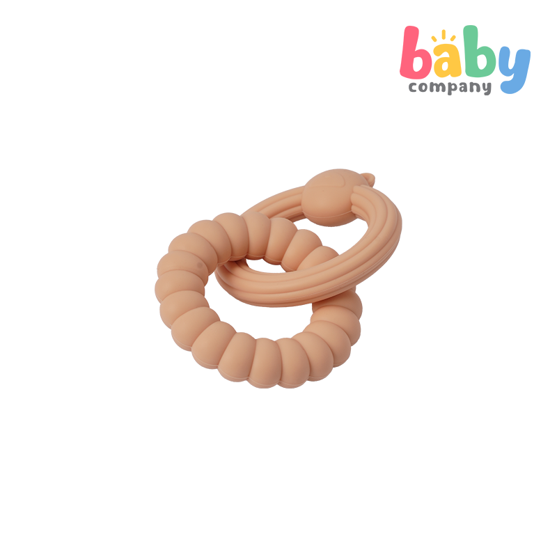 Playsmart Silicone Teething Ring - Bear, Khaki