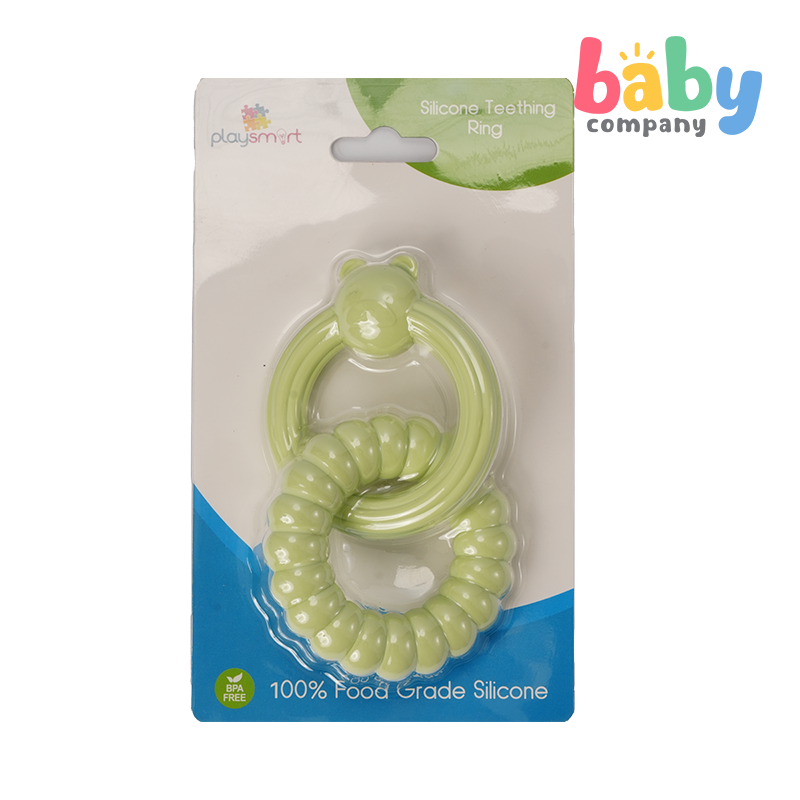 Playsmart Silicone Teething Ring - Bear, Green