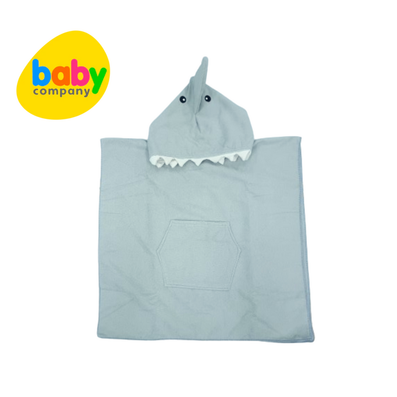 Bloom 60 x 120 cm Animal Hooded Poncho Towel - Gray Shark