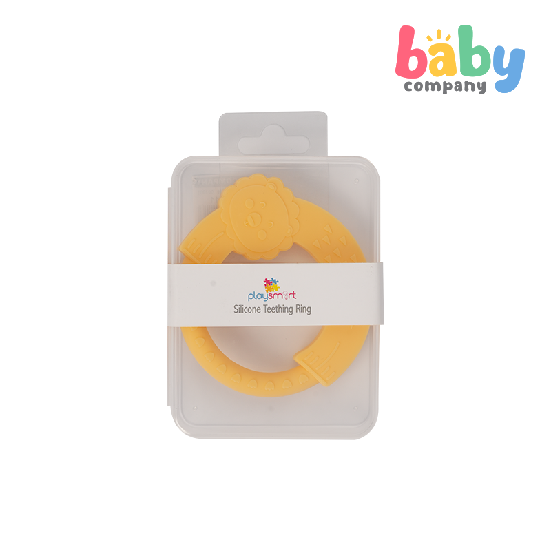 Playsmart Silicone Teething Ring - Lion, Yellow