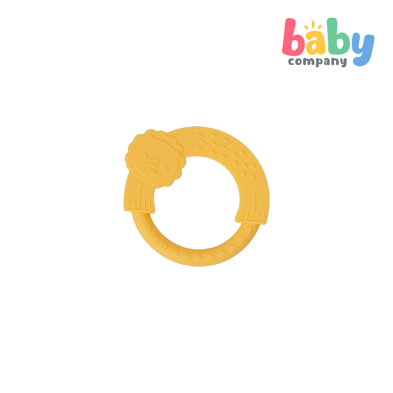 Playsmart Silicone Teething Ring - Lion, Yellow