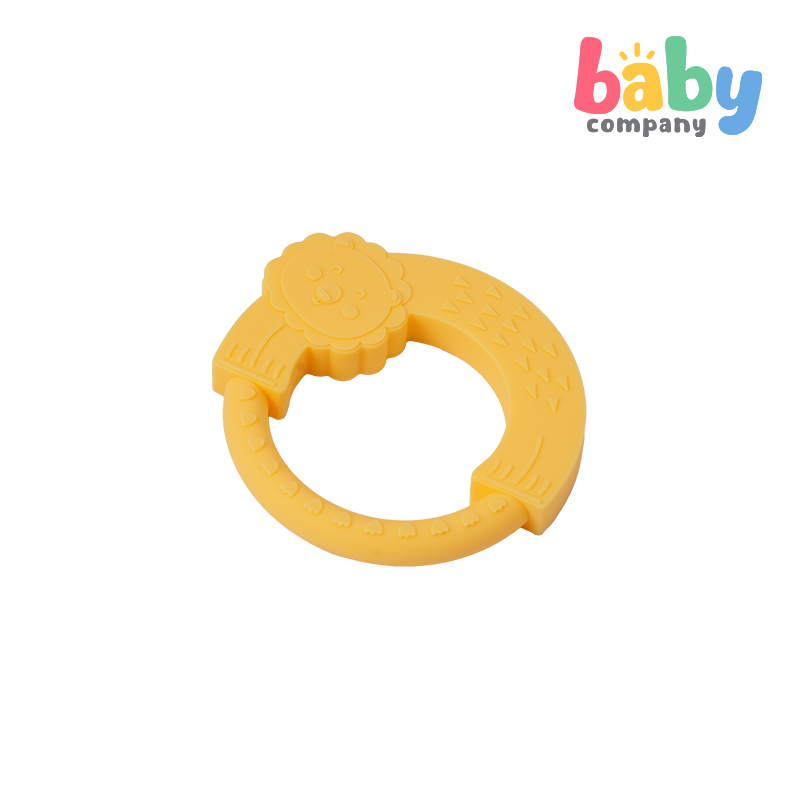 Playsmart Silicone Teething Ring - Lion, Yellow