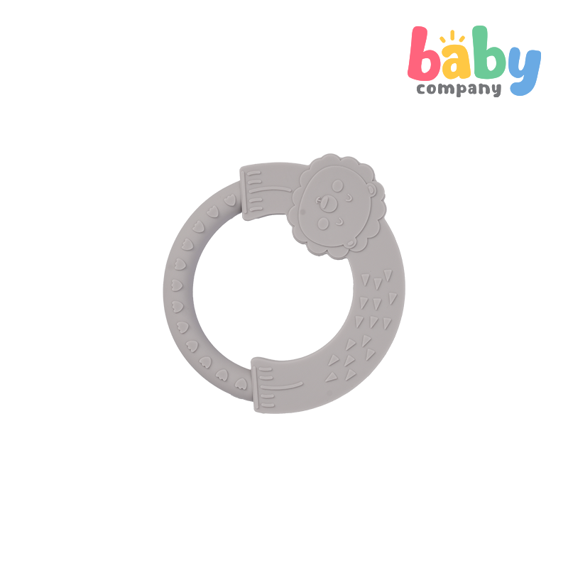 Playsmart Silicone Teething Ring - Lion, Gray