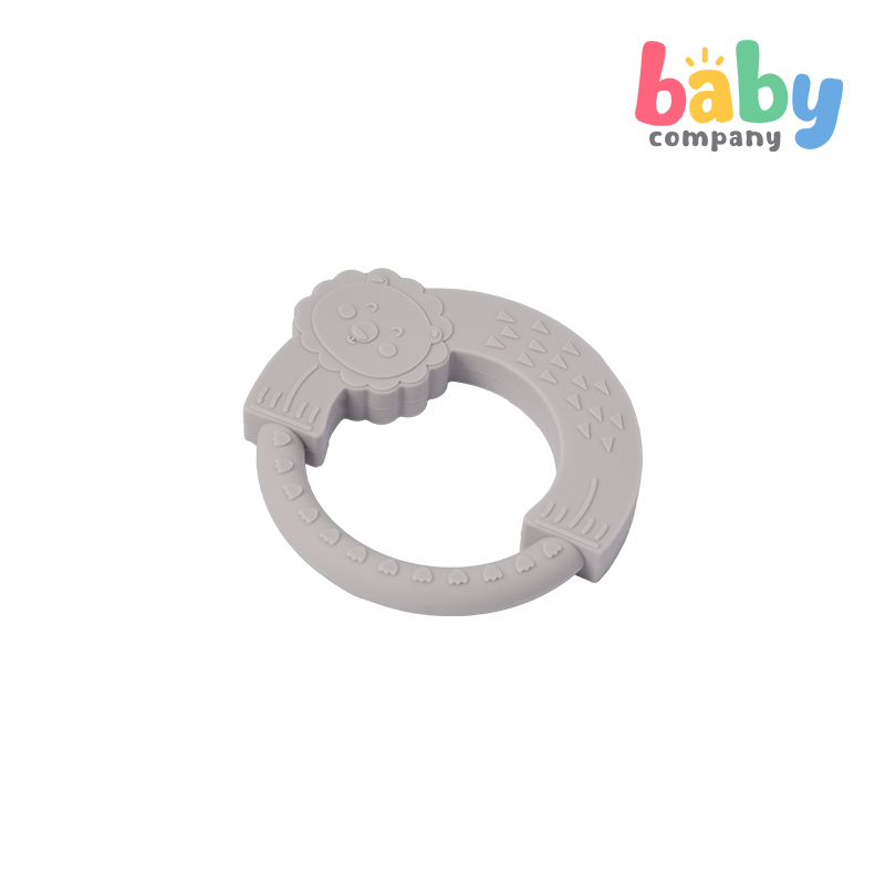 Playsmart Silicone Teething Ring - Lion, Gray