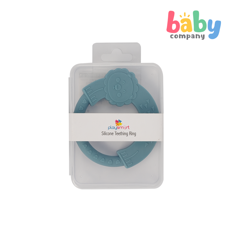 Playsmart Silicone Teething Ring - Lion, Blue