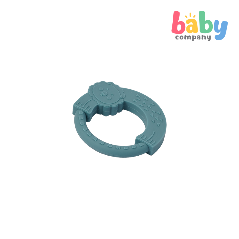 Playsmart Silicone Teething Ring - Lion, Blue