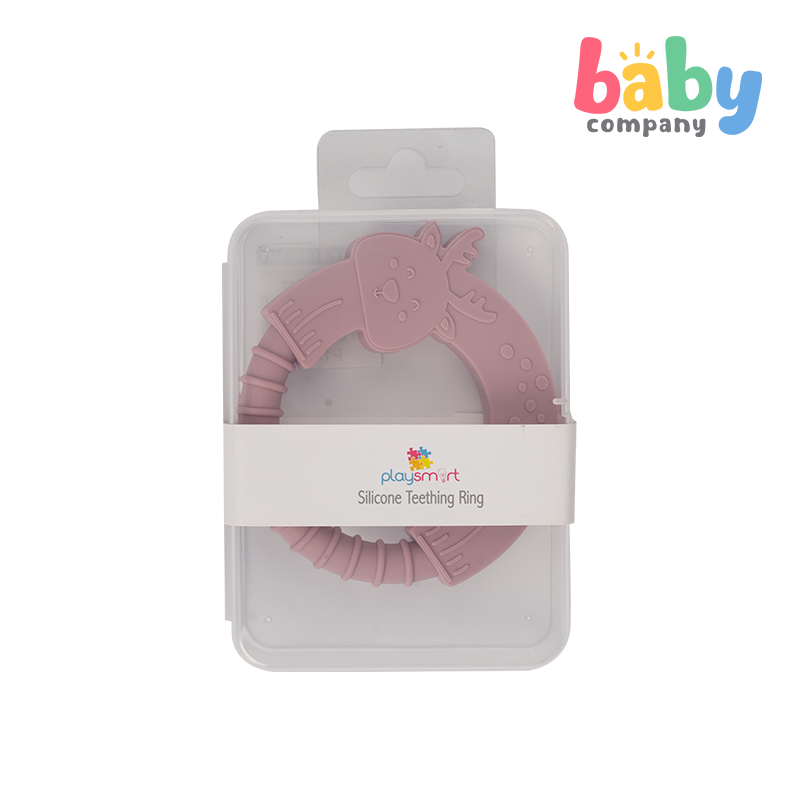 Playsmart Silicone Teething Ring - Deer, Pink