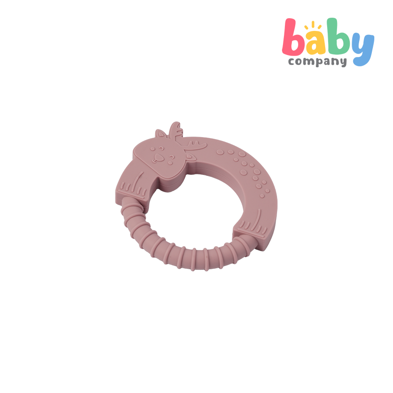 Playsmart Silicone Teething Ring - Deer, Pink