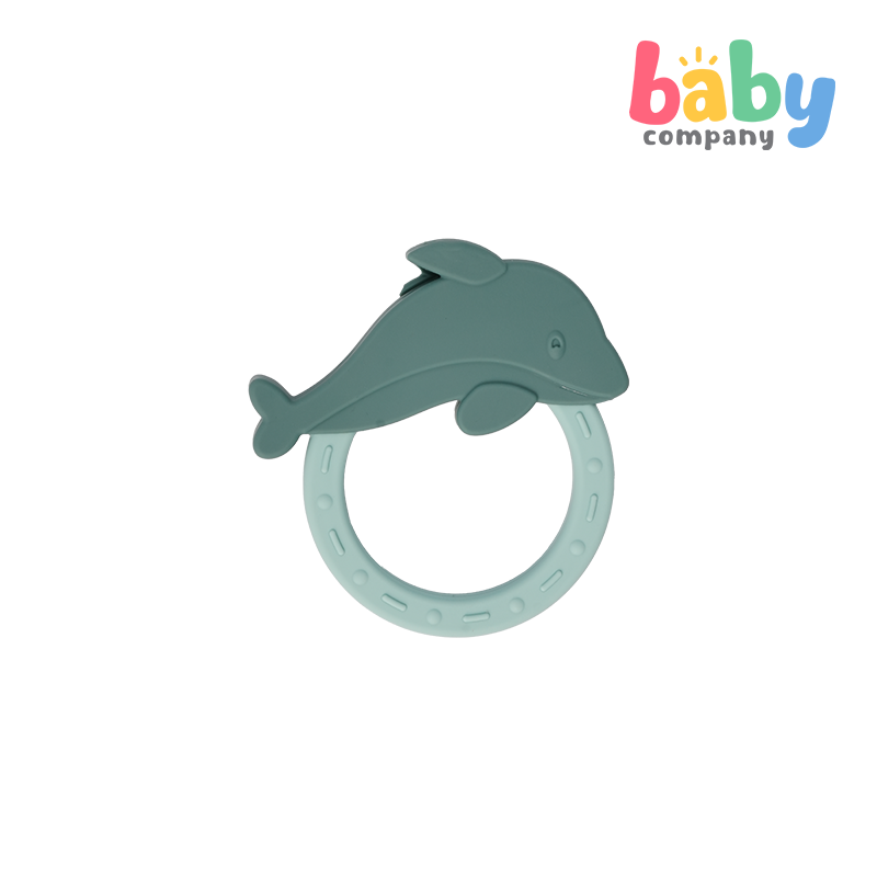 Playsmart Silicone Teething Ring - Dolphin, Blue