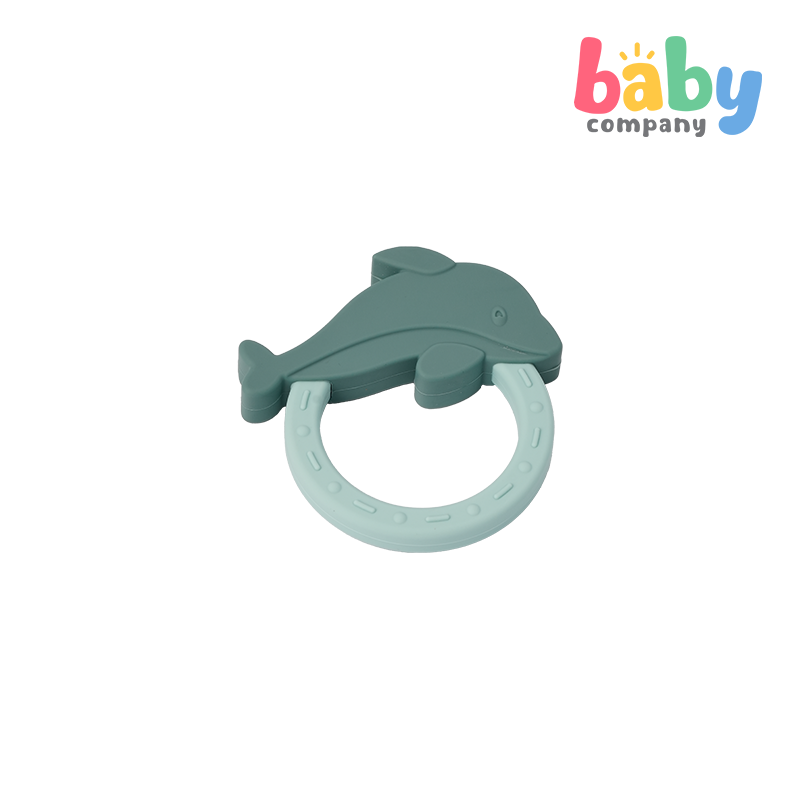 Playsmart Silicone Teething Ring - Dolphin, Blue