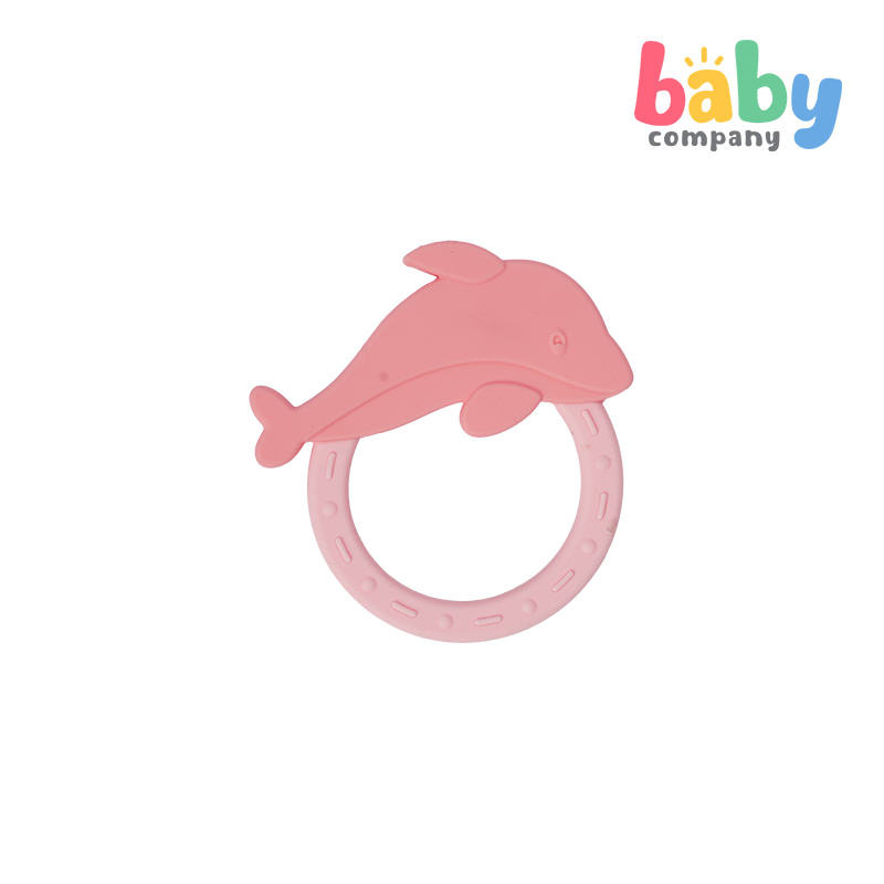 Playsmart Silicone Teething Ring - Dolphin, Pink