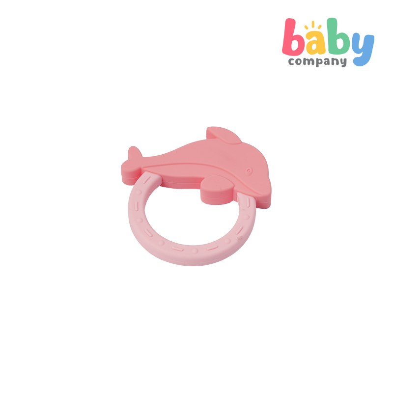 Playsmart Silicone Teething Ring - Dolphin, Pink