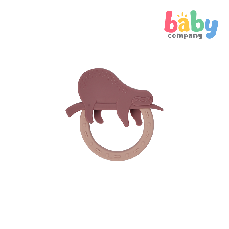 Playsmart Silicone Teething Ring - Sloth, Maroon