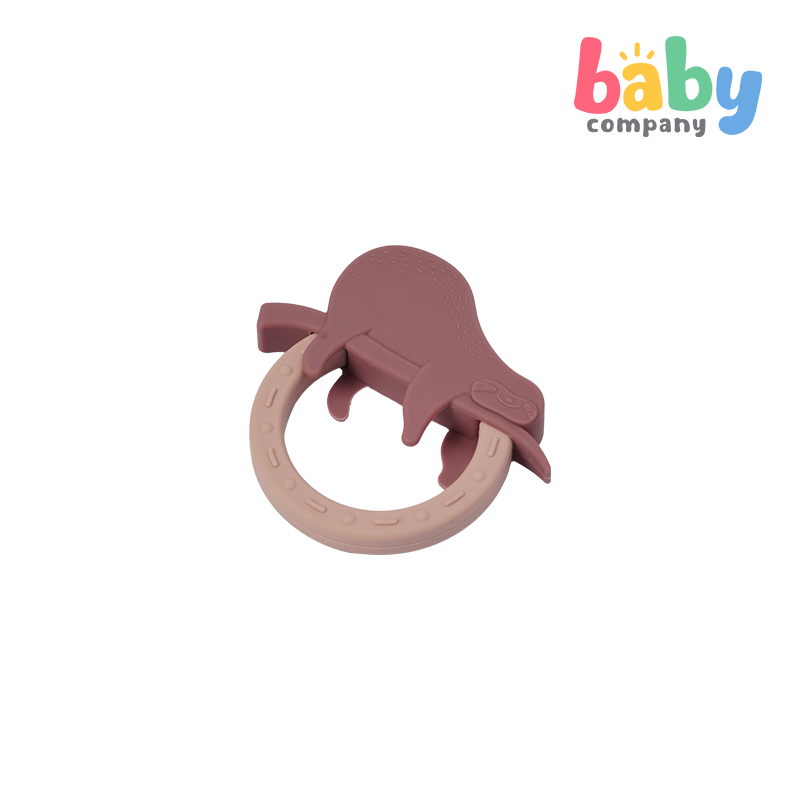 Playsmart Silicone Teething Ring - Sloth, Maroon