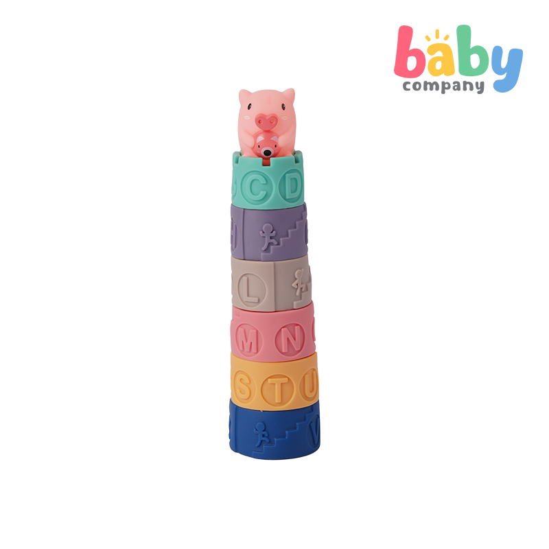 Playsmart Silicone Stacking Toy - Pig