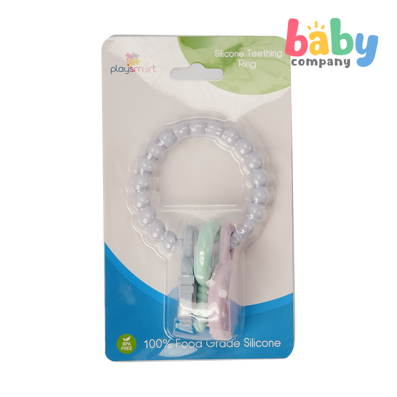 Playsmart Silicone Teething Ring - Treasure, Gray